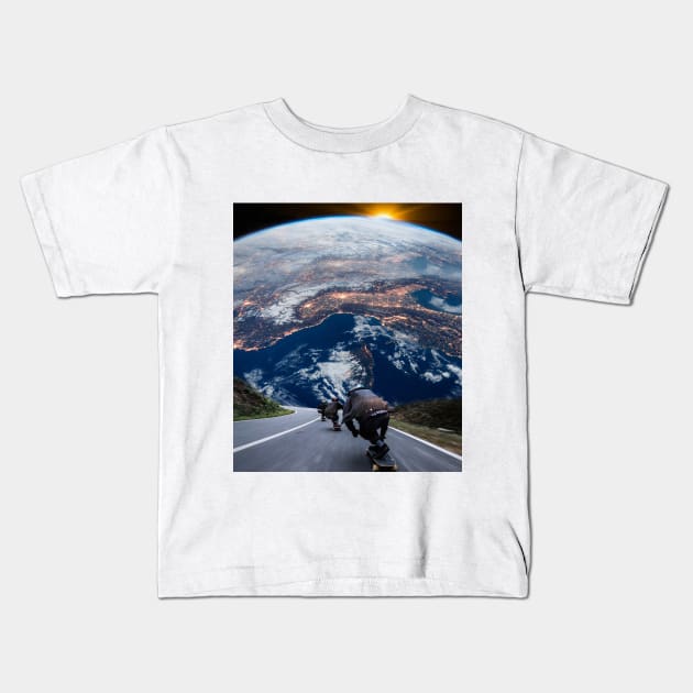 ON THE WORLD Kids T-Shirt by sherifarts